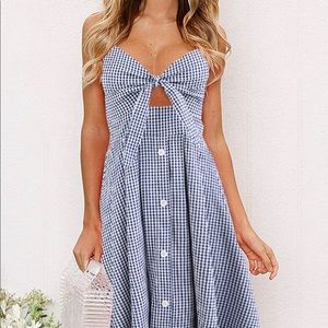 Blue check summer dress, NWOT
